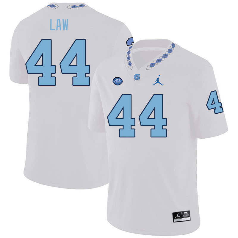 Men #44 Crews Law North Carolina Tar Heels College Football Jerseys Stitched-White